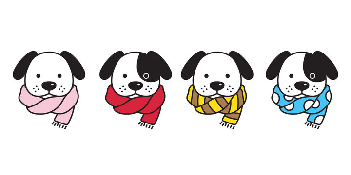dog vector french bulldog scarf polka dot stripes puppy head cartoon character logo illustration