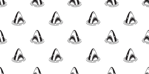 Shark seamless pattern vector fish fin dolphin whale tile background repeat wallpaper scarf isolated illustration