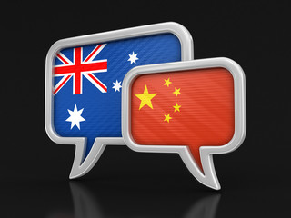 Speech bubbles with flags. Image with clipping path