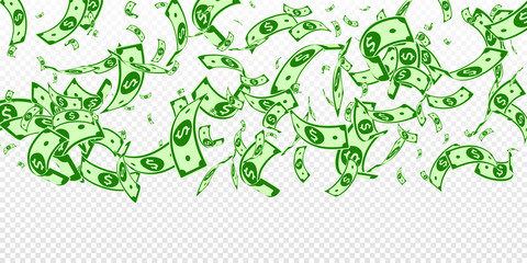 American dollar notes falling. Random USD bills on