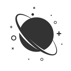 Planet Saturn with planetary ring system. Vector planet space Icon.  © Yuri Hoyda