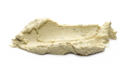 Hummus, chickpea and pumpkin seeds spread, isolated on white background