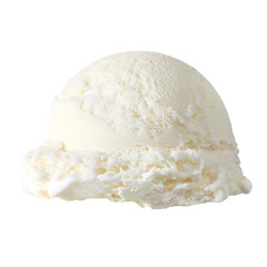 Vanilla ice cream scoop from top view isolated on white background.
