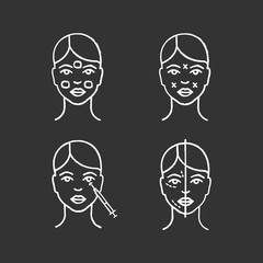 Neurotoxin injection chalk icons set