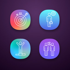 Business management app icons set