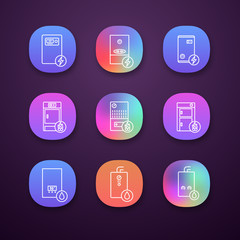Heating app icons set