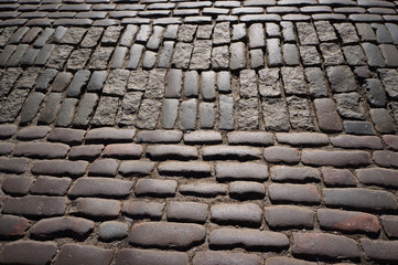 Ancient stone sett paving.