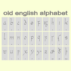 Set of monochrome icons with old english alphabet for your design