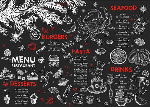 Christmas menu. Restaurant menu.