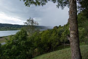 River and storm. Summer out. East Europe