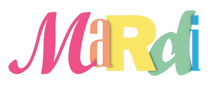 Bannière typographique coloré MARDI