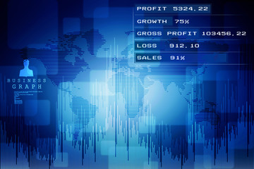 2d rendering Stock market online business concept. business Graph 