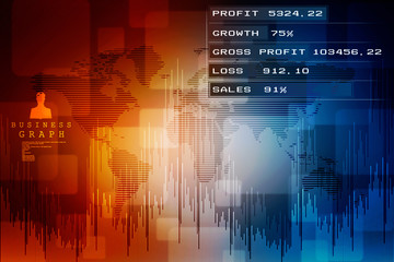 2d rendering Stock market online business concept. business Graph 