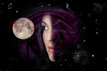Woman, space and full moon © julijacernjaka