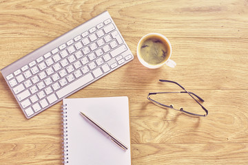A cup of coffee on the office table