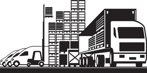 Open distribution warehouse - vector illustration