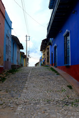 Fototapeta na wymiar a street in old town in Trinidad, Cuba walking tour