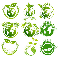 Ecology concept. save world set