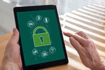 Cyber security concept on a tablet
