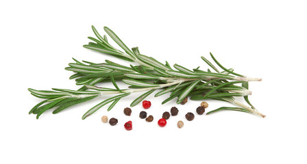 Fresh rosemary on white