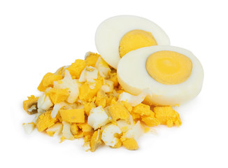 boiled egg on white