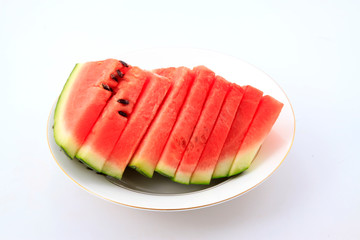 Watermelon slices in a ceramic plate