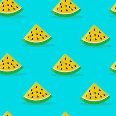 Vector seamless pattern with yellow watermelon. Colorful modern food background. For restaurant or cafe menu, design banners, wrapping paper, wallpaper, print for clothes or cover. Trend colors. Isome