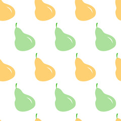 Vector seamless pattern with pear. Cute childish background. Can be used for restaurant or cafe menu, design banners, wrapping paper, print on clothes. Summer wallpaper. EPS10.