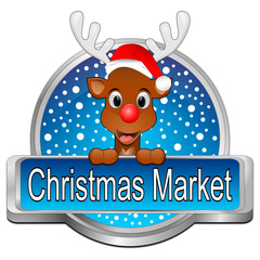 Christmas Market button with reindeer - 3D illustration