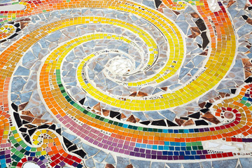 Ceramic colorful patterns on the floor.