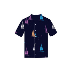 Vector illustration Hawaiian aloha shirt. Hawaii shirt aloha beach male cloth. © viktorijareut