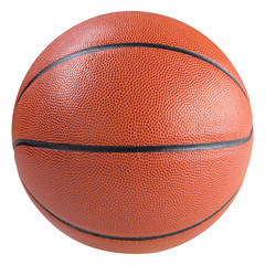 rubber orange basketball ball, on a white background, isolate