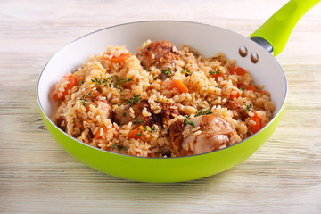 One pan chicken drumstick with rice