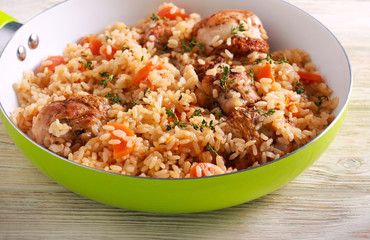 One pan chicken drumstick with rice