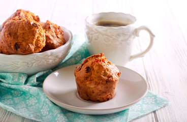 Fruit and nut muffins, served