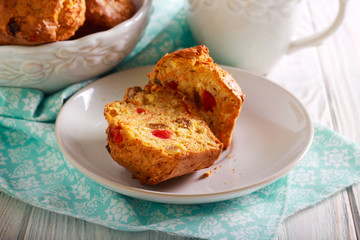 Fruit and nut muffins, served