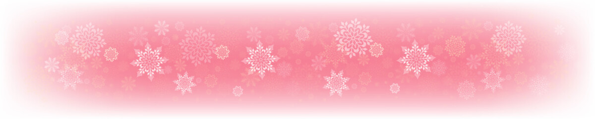 Christmas pink design with a set of white graceful snowflakes.