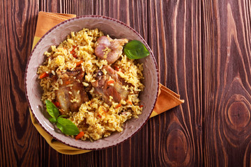Pork ribs and rice dish