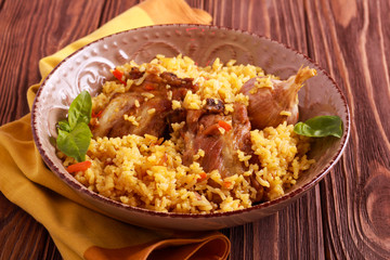 Pork ribs and rice dish
