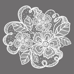 White lace pattern with flowers.