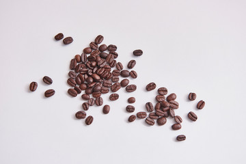 Coffee beans on the white isolated.