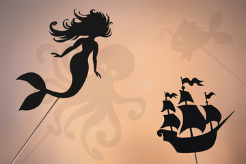 Little mermaid fairytale, shadow puppets