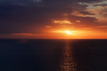 Obraz premium Sunset at the Mediterranean coast near Ajaccio in Corsica.