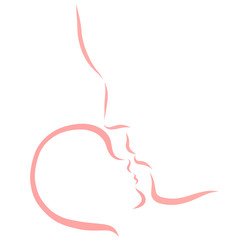 Young father kisses his newborn baby in the nose