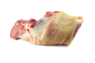 raw leg pork isolated / fresh pork leg pig and bone pork isolated on white background