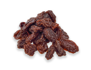 Dried raisins isolated on white clipping path