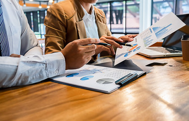 Administrator business man financial inspector and secretary making report calculating balance. Internal Revenue Service checking document. Audit concept