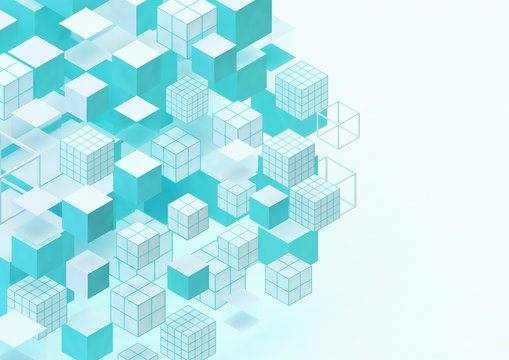 abstract background with blue and white cubes