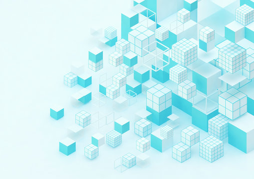 abstract background with blue and white cubes