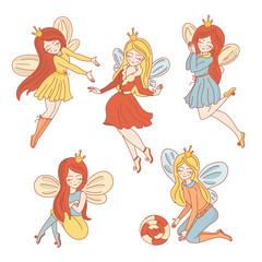 FAIRY CHARACTERS Wedding Vector Illustration Set for Print, Invitation, Greeting, Decoration, Congratulation